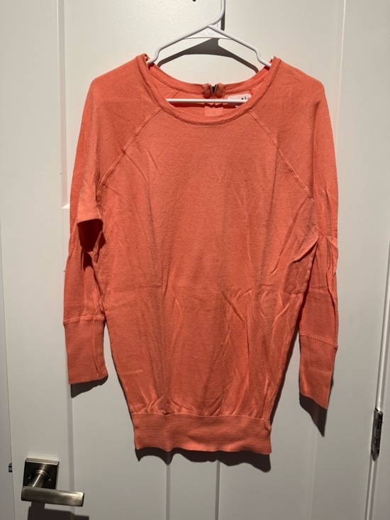 Shrinking Violet Sweaters - Coral Lightweight Knit Sweater with Zipper detail on back